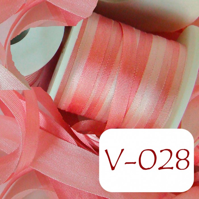 2 mm silk ribbon - V-028 Pink Roses